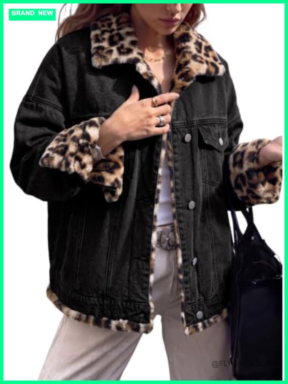 Dokotoo Reversible Sherpa Fleece Lined Oversized Denim Jacket